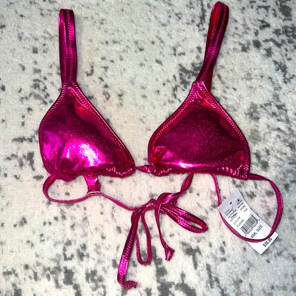 Pacsun womens metallic pink bikini top NWT- size small